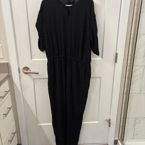 ATM Anthony Thomas Melillo Black Utility Button Front Jumpsuit Size Large